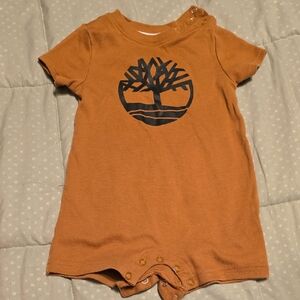 Timberland Tan Baby Romper with Logo